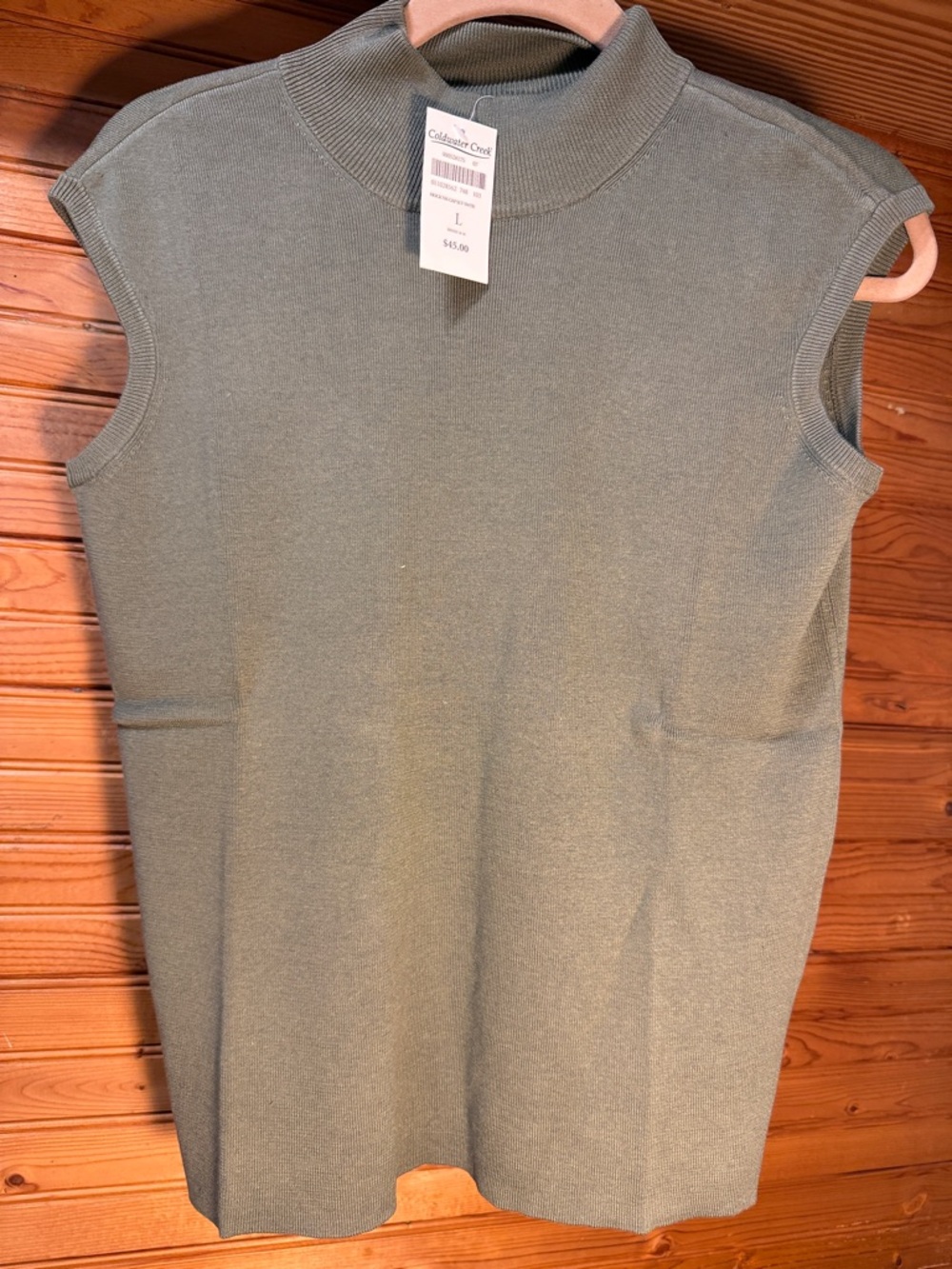 Coldwater Creek Sleeveless Mock Neck Top in Sage Green
